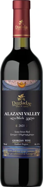 Sarkanvīns DUGLADZE Alazani Valley, pussalds, 12%, 0.75l