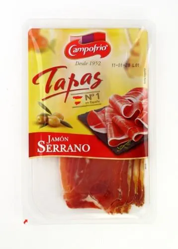 Žāvēts šķiņķis Jamon serrano, šķēlēs, I šķira, 80g