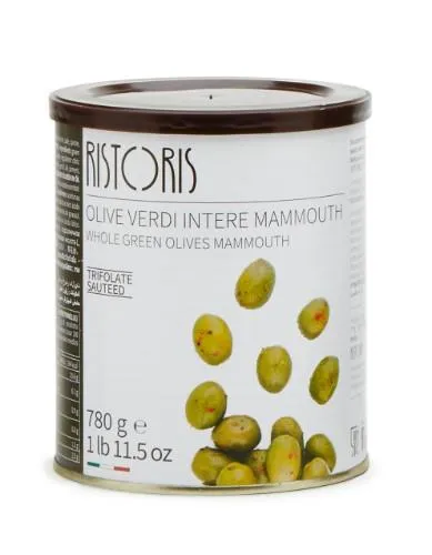 Zaļās olīvas ar kauliņiem RISTORIS Supermammouth, 780g/480g