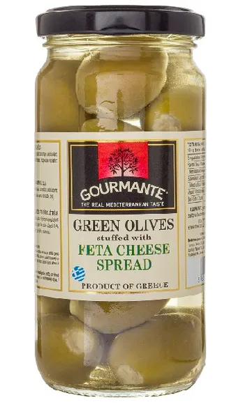 Zaļās olīves pildītas ar feta sieru GOURMANTE, 244g