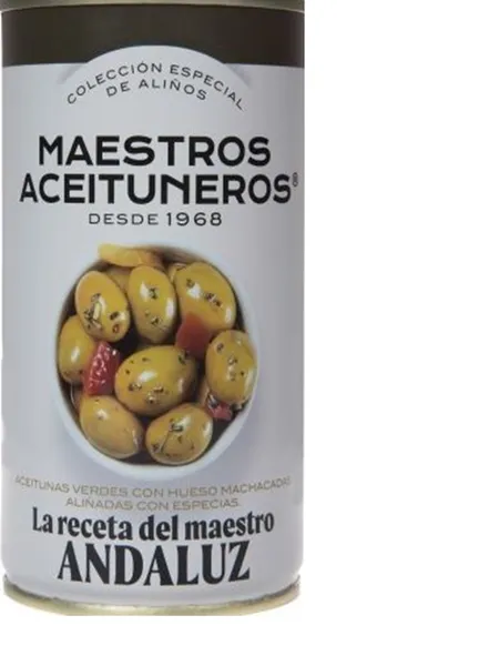 Žaliosios alyvuogės MAESTROS ACEITUNEROS, pagal Andalūzijos skonį, su pip., papr., česn., 350/185 g