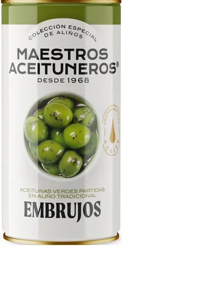 Žaliosios alyvuogės su kauliukais MAESTROS ACEITUNEROS, su aliejumi ir prieskoniais, 350 g/185 g