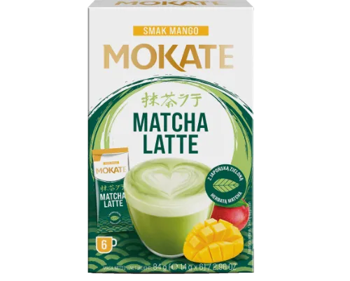 Šķistošais dzēriens MOKATE Latte Matcha Mango 14gx6gb