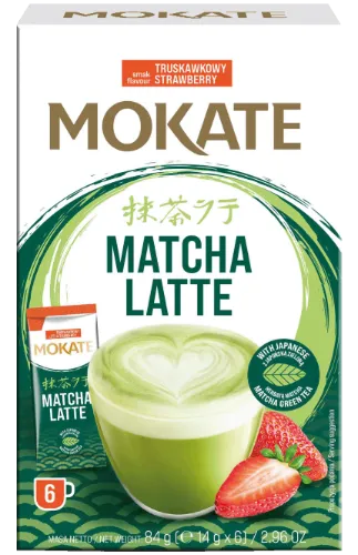 Šķistošais dzēriens MOKATE Latte Matcha Zemeņu 14gx6gb