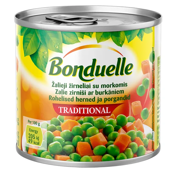 Zirnīši ar burkāniem Bonduelle, 400g