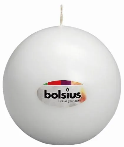 Žvakė - burbulas BALL, balta,  D 7 cm, 16 h, vnt