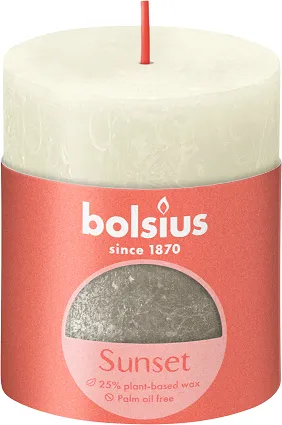 Žvakė - cilindras RUSTIC Faded, perlas/šampanas, D 6,8 cm, H 8 cm, 35 h, vnt