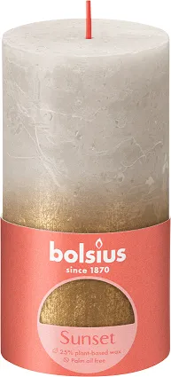 Žvakė - cilindras RUSTIC Faded, pilka/auksinė, D 6,8 cm, H 13 cm, 60 h, vnt