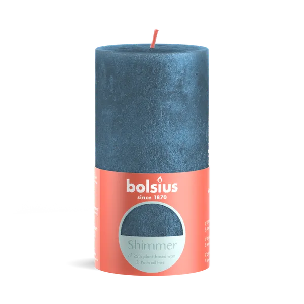 Svece - cilindrs BOLSIUS Rustic, zila, 60 h, D 6,8 cm, H 13 cm