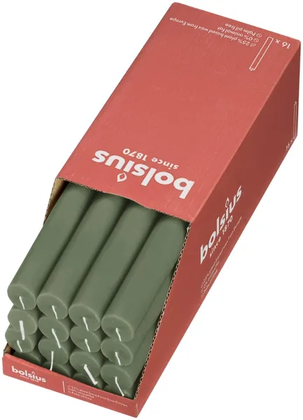 Svece BOLSIUS Rustic Fresh, zaļa, D 2,3 cm, L 27 cm, 13st.