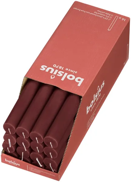 Svece BOLSIUS Rustic, bordo, D 2,3 cm, L 27 cm, 13st.