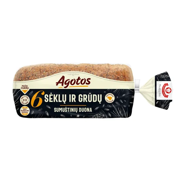 AGOTOS sumuštinių duona su grūdais ir sėklomis, 470 g
