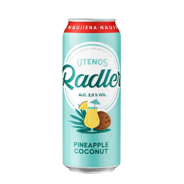 Alaus kokteilis UTENOS RADLER PINEAPPLE COCONUT, 2,0 %, 0,5 l