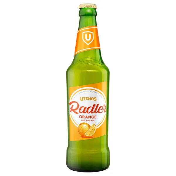 Alaus kokteilis UTENOS Radler Orange, 2%, 0,5 l, butelis