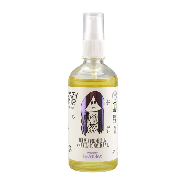 Aliejaus mišinys vidutiniams ir labai poringiems plaukams CRAZY HAIR su levandų aromatu, 100 ml
