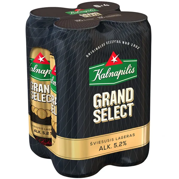 Alus KALNAPILIS GRAND SELECT, 5,2 %, 4 X 0,568 l skardinė