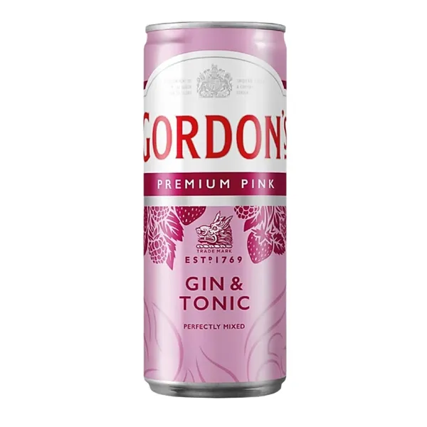 Alkoholinis kokteilis GORDON'S PREMIUM PINK GIN&TONIC, 6,4 %, 250 ml