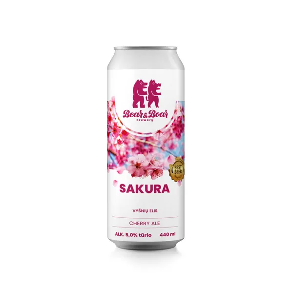 Alus BEAR & BOAR SAKURA, 5 %, 0,44 l