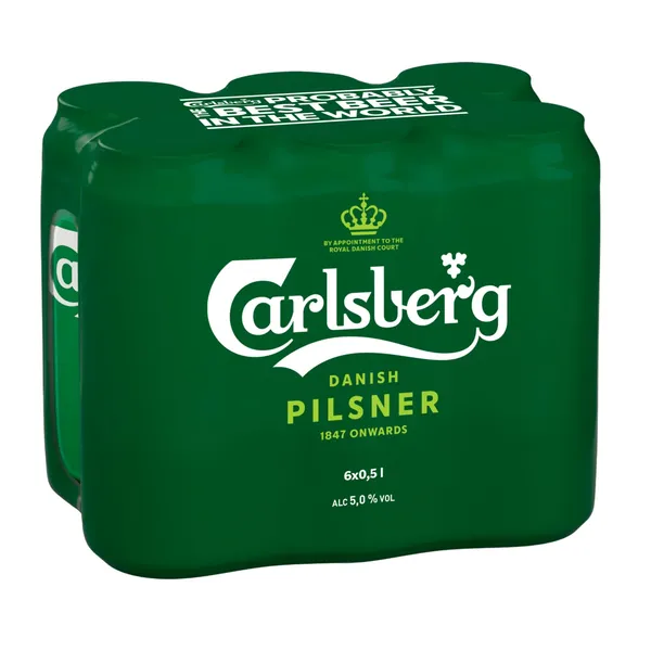 Alus CARLSBERG, 5 %, 6 x 0,5 l, skarda