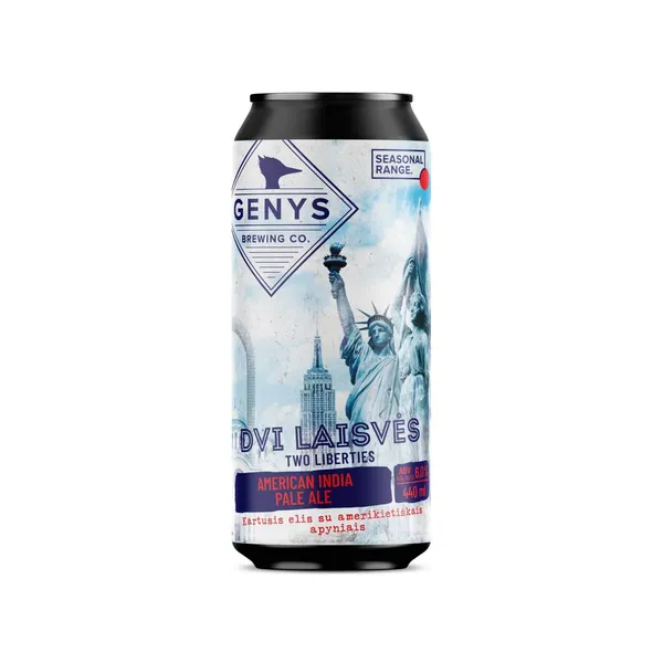 Alus GENYS, Dvi laisvės, American IPA, 6%, 0.44l, skardinė, D