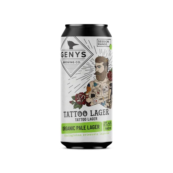 Alus “Organic Tattoo Lager", Pale Lager, 4.0%, 0.44l, LT-EKO-001 skardinė