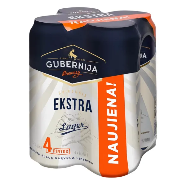 Alus GUBERNIJA EKSTRA LAGER, 5,2 %, 4 x 0,568 l