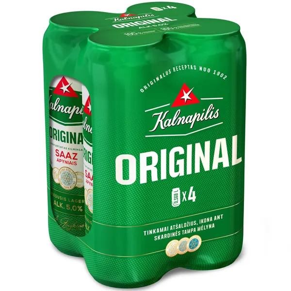 Alus KALNAPILIS Original, 5%, 4 x 0,568l, pakuotė