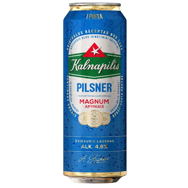 Alus KALNAPILIS Pilsner, 4,6 %, 0,568 l, skardinė D