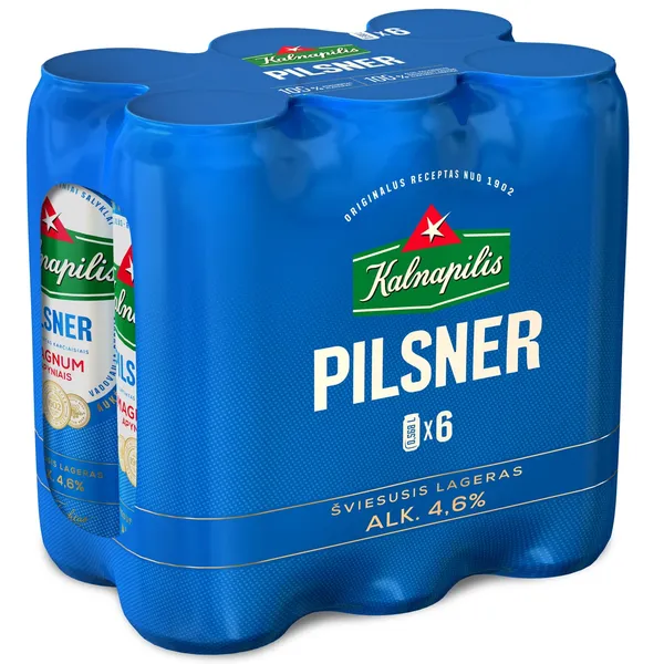 Alus KALNAPILIS PILSNER, 4,6 %, 6 X 0,568 l skardinė