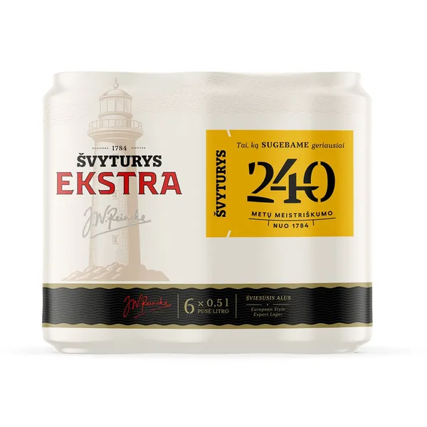 Alus ŠVYTURYS Ekstra, 5,2%, 6 x 0,5 l, skardinė