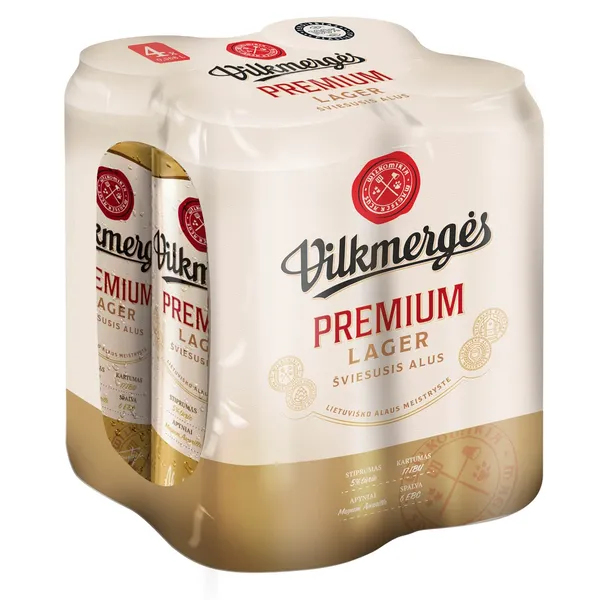Alus VILKMERGĖS PREMIUM, 5,0 %, 4 X 0,568 l