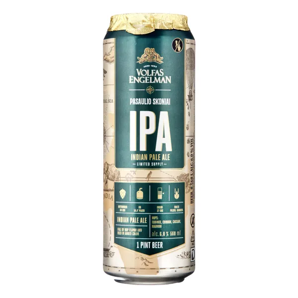 Alus VOLFAS ENGELMAN IPA, 6,0 %, 0,568 l