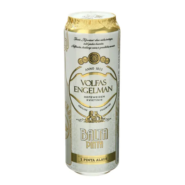 Alus VOLFAS ENGELMAN Balta pinta, 5,2 %, 0,568 l skardinėje