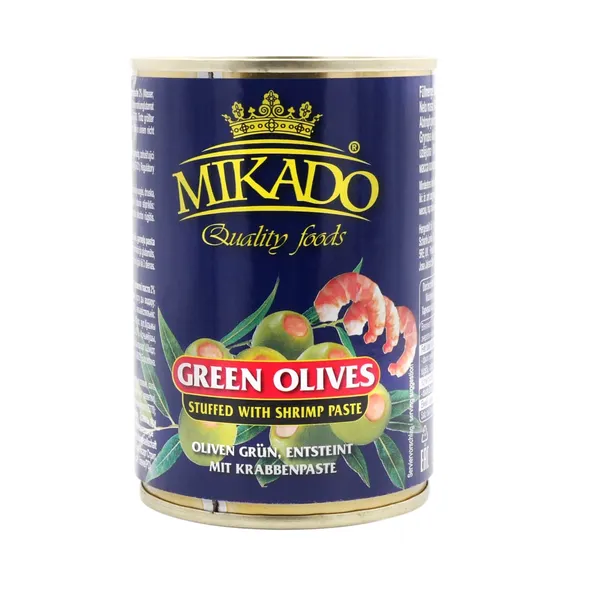 Zaļas olīvas Mikado ar garnelēm 300g/110g