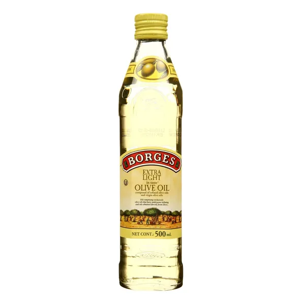 Maišytas alyvuogių aliejus – sudarytas iš rafinuoto alyvuogių aliejaus ir gryno alyvuogių aliejaus BORGES EXTRA LIGHT, 0,5 l