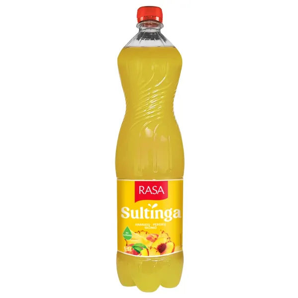 Negazuotas ananasų ir persikų skonio gėrimas su sultimis RASA SULTINGA, 1,5 l
