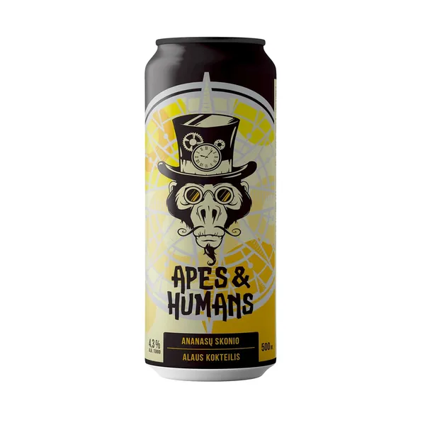 Alaus kokteilis Apes and Humans, gazuotas, ananasų skonio, 4,3% 0,5l