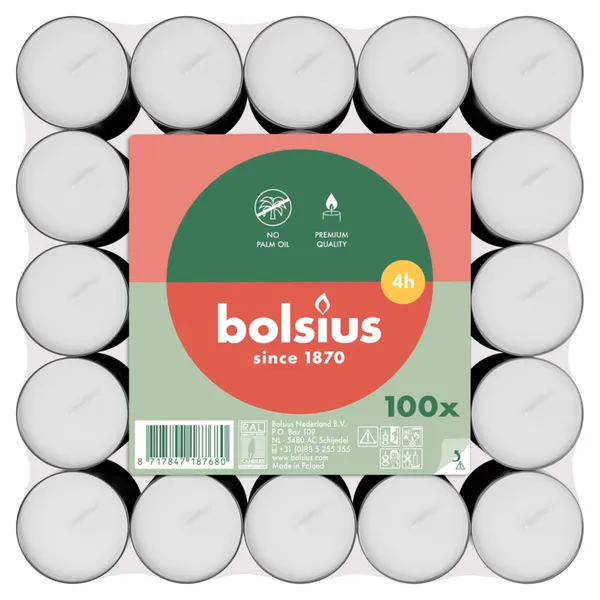 Arbatinės žvakutės BOLSIUS, 100 vnt., 4 h
