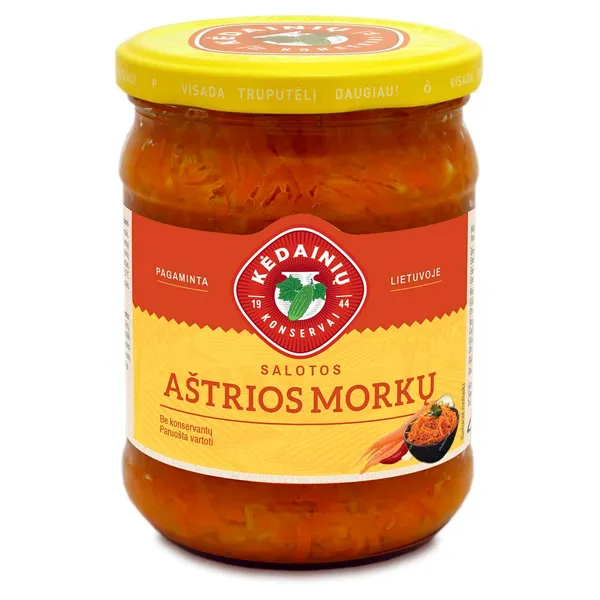 Aštrios morkų salotos KĖDAINIŲ KONSERVAI, 480 g