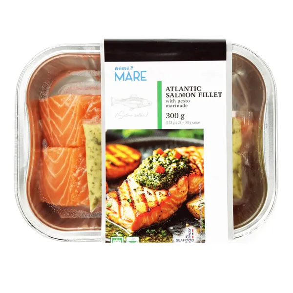 Atlantinių lašišų filė su pesto marinatu RIMI, 300 g
