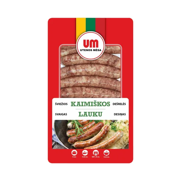 Atšaldytos šviežios kaimiškos dešrelės UTENOS MĖSA, 500 g