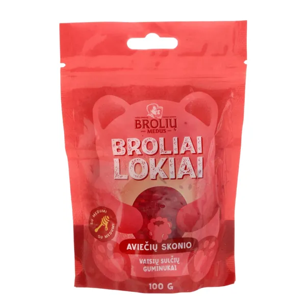 Aviečių skonio guminukai BROLIŲ MEDUS, 100 g