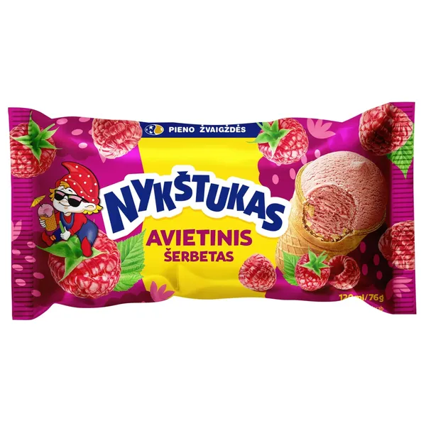 Avietinis šerbetas NYKŠTUKAS vafliniame puodelyje, 120 ml / 76 g
