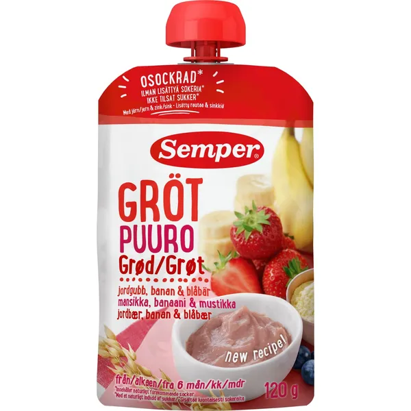 Avižų košė su braškėmis ir bananu SEMPER, nuo 6 mėn, 120 g