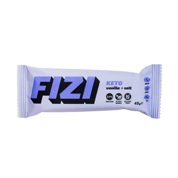 Baltymininis batonėlis su vanile ir druska KETO FIZI su saldikiu, 45 g