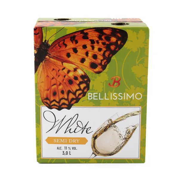 Baltasis pusiau sausas vynas BELLISSIMO 11%, 3 l