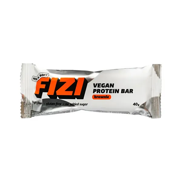 Baltyminis žemės riešutų ir cinamono skonio batonėlis su šokolado glaistu BROWNIE FIZI su saldikliais, 40 g