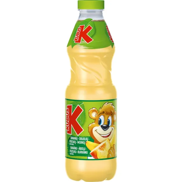 Bananų, obuolių, persikų ir morkų nektaras KUBUŠ, 0,85 l