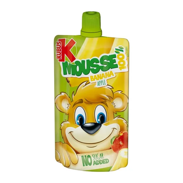 Bananų, obuolių tyrelė 100%, su vitaminu C KUBUŠ, 100 g