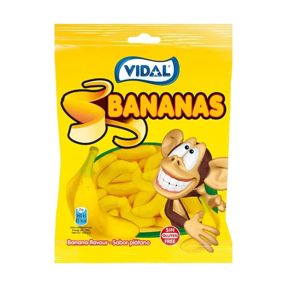 Bananų skonio guminukai VIDAL BANANAS, 90 g